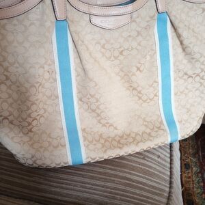 Coach Beige and Blue Signature Tote